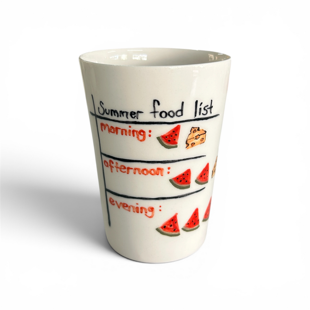 Porselen "Summer Food List” Bardak