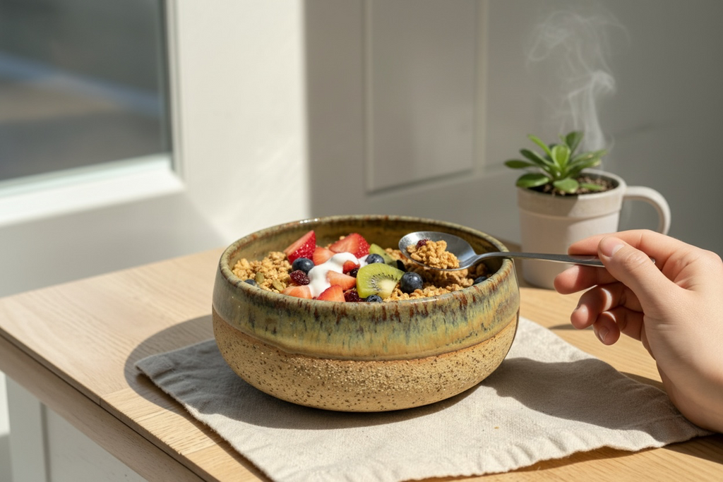 Rustic Green Stoneware Bowl