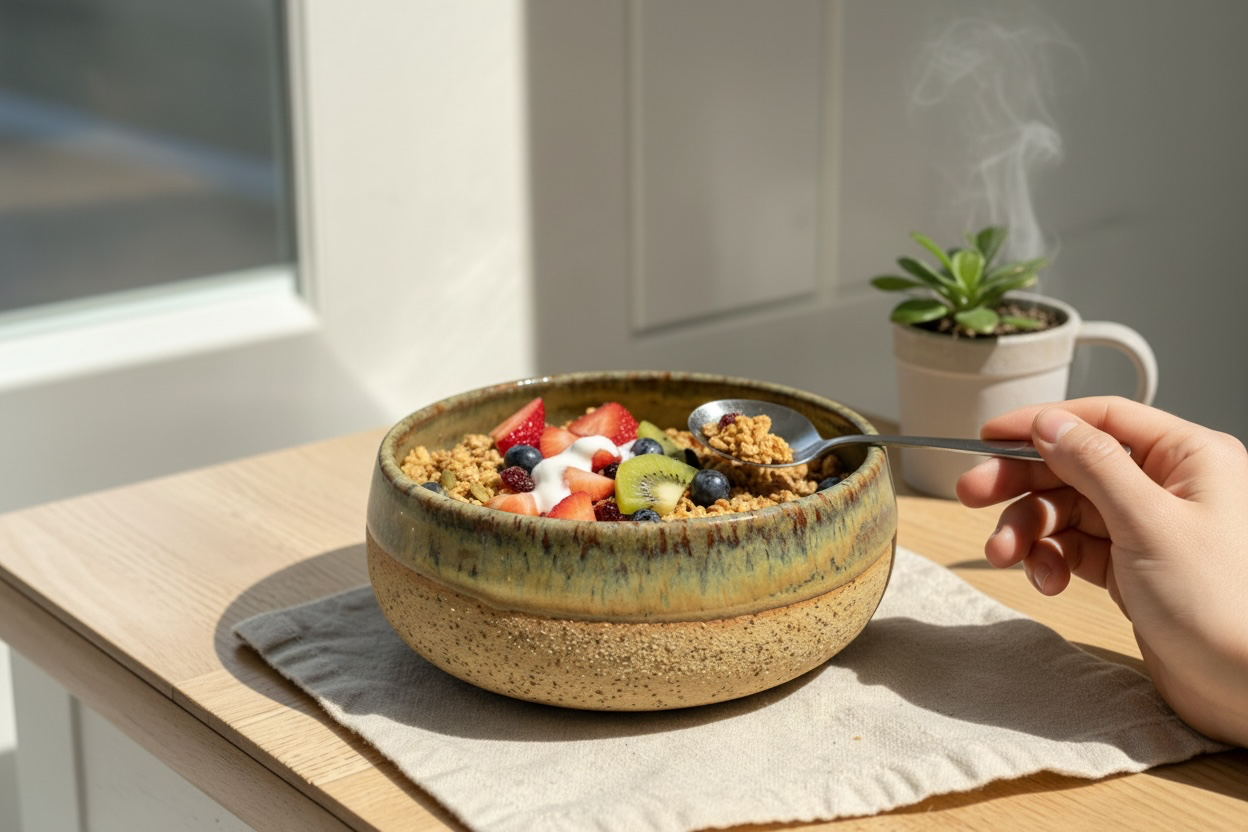 Rustic Green Stoneware Bowl