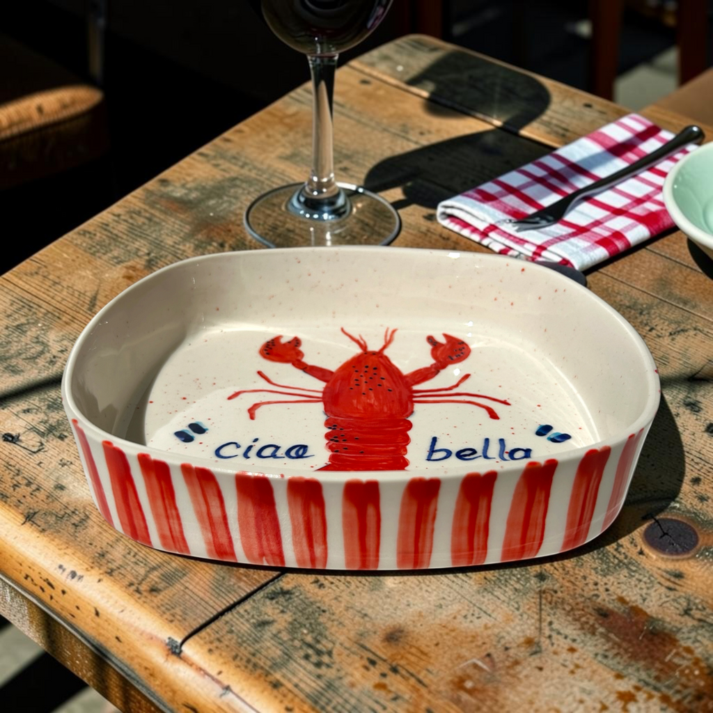 Porselen "Ciao Bella" Fırın Kabı/Sunum Tabağı
