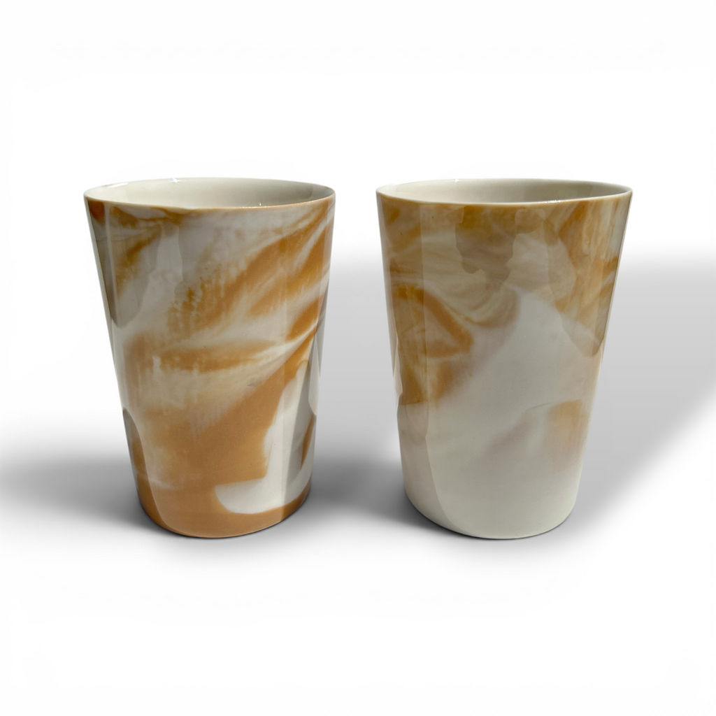 Porselen Marble Latte Bardak Takım