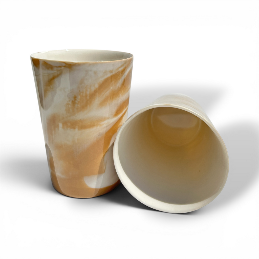 Porselen Marble Latte Bardak Takım
